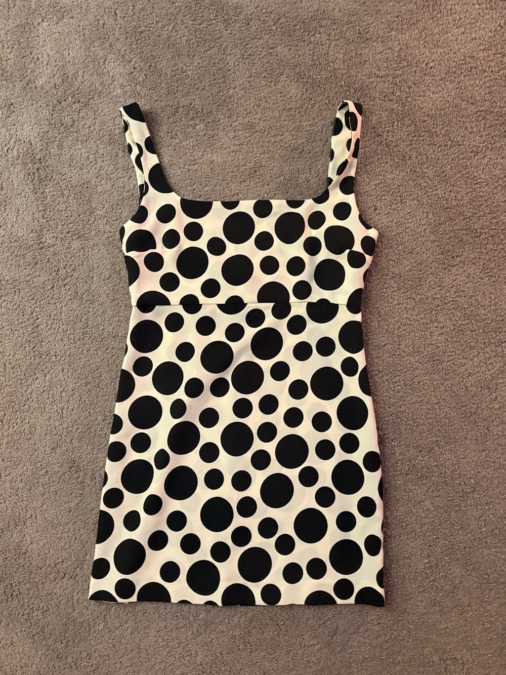 Zara Black & White Polka Dot Square-Neck Mini Dress